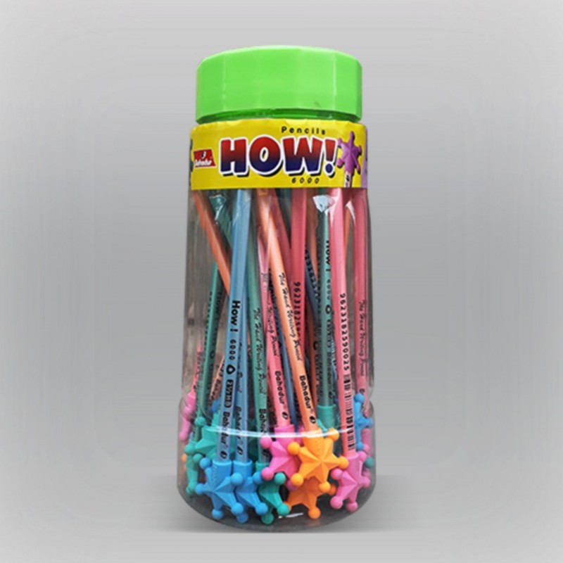 Bahadur How Graphite Pencil With Star Eraser 48 Pcs