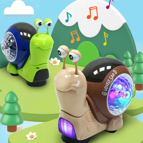 PinShang Electric Snail Toy Universal Shaking Head Snail With Music Light Projection Interaction Toys