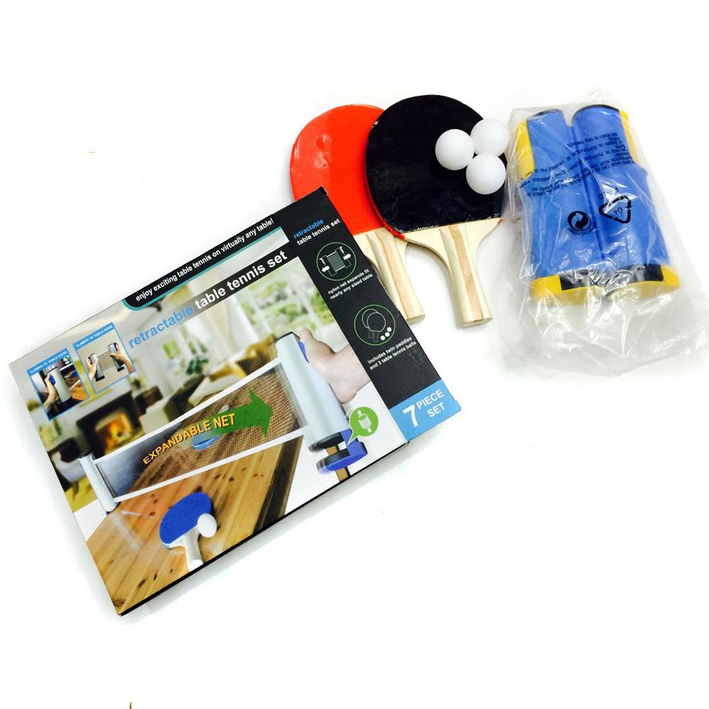 Portable Table Tennis Racket With Reusable Net Ping-Pong Ball Set