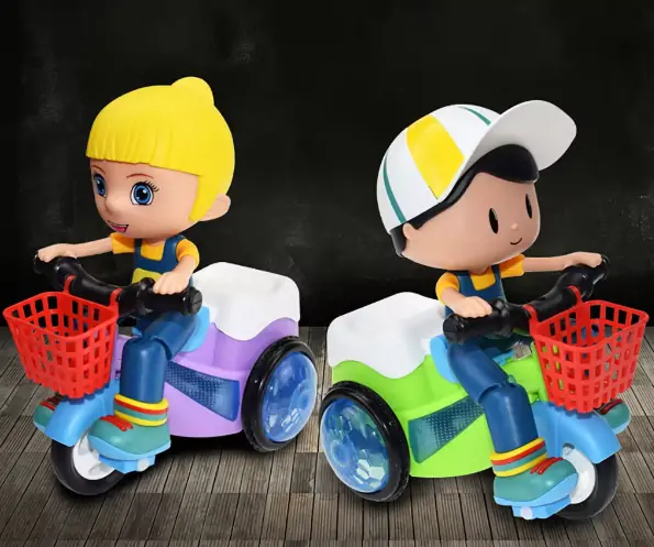 Stunt Electric Tricycle LED Music Light Effect Robot Bike 360 Degree Rotating Toy for Kids